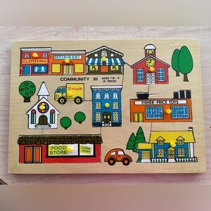 Vintage Fisher-Price Community Wooden Puzzle - 502